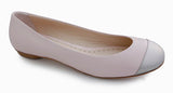 VIA Sydney - Pink Salt ballet flat - Very Pastel Pink Leather + Platinum Leather Toe Cap